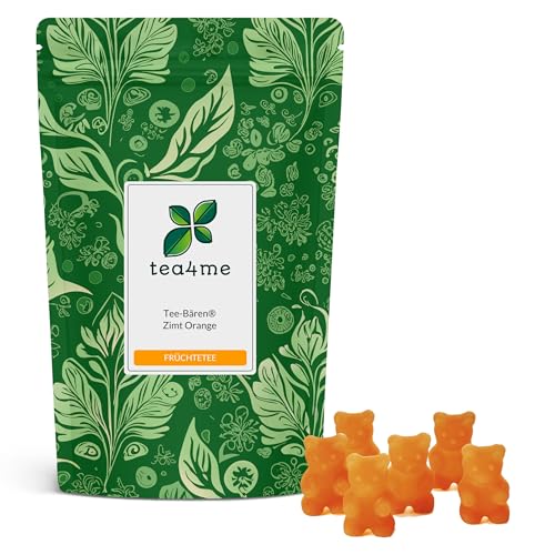 tea4me Tee-Bären® | Orange-Zimt | Leckeres Fruchtgummi als Tee oder zum Vernaschen | glutenfrei | Gummibärchen zum Auflösen in Wasser von tea4me