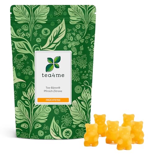 tea4me Tee-Bären® | Zitrone-Pfirsich | Leckeres Fruchtgummi als Tee oder zum Vernaschen | glutenfrei | Gummibärchen zum Auflösen in Wasser von tea4me