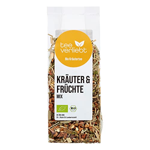 teeverliebt Bio-Kräuter und Früchte-Mix, loser Tee mit Apfel Lemongras Zimt, Bio Tee-Mischung, 75 g von teeverliebt