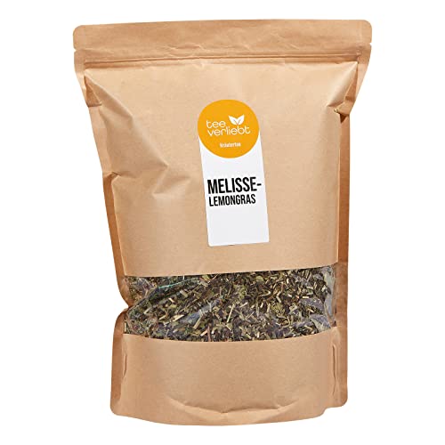 teeverliebt Melisse-Lemongras Kräutertee, loser Kräutertee mit Zitronenmelisse, Lemongras und Zitronenmelissen-Stiele, Kräutertee-Mischung, 1000g von teeverliebt