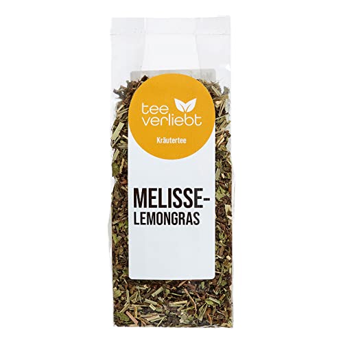 teeverliebt Melisse-Lemongras Kräutertee, loser Kräutertee mit Zitronenmelisse, Lemongras und Zitronenmelissen-Stiele, Kräutertee-Mischung, 50g von teeverliebt