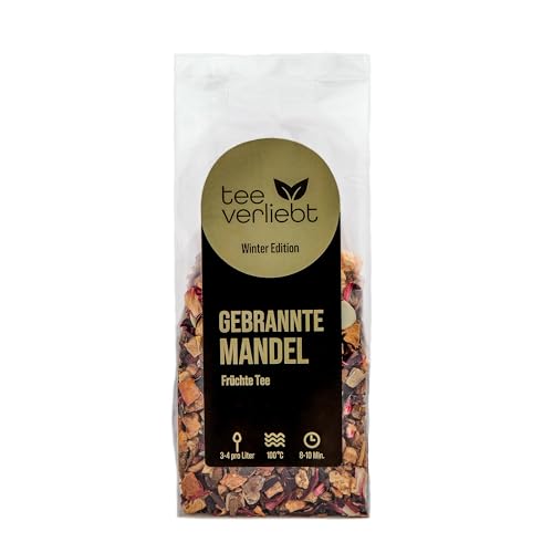 teeverliebt - Gebrannte Mandel Winter Edition Früchtetee 100 g | lose Früchtetee-Mischung aromatisiert | leckere Winter Tee-Mischung ideal als Geschenk von teeverliebt