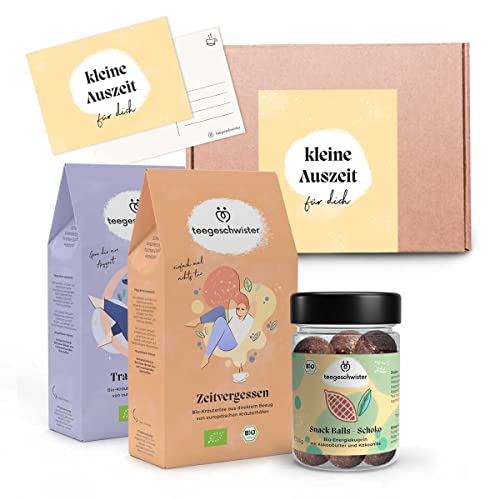 Tee Geschenk-Set Kleine Auszeit | Tee Box mit Bio Kräutertee & Veganen Pralinen | Geschenke für Frauen | Ostern & Weihnachten | teegeschwister von teegeschwister