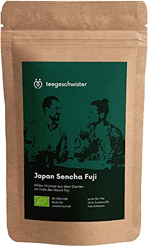 teegeschwister® | BIO Grüner Tee Japan Sencha Fuji | loser premium Grüntee aus den Gärten am Fuße des berühmten Fuji Vulkans| handgerollter Blatttee | ohne zugesetzte Aromen | 100g von teegeschwister