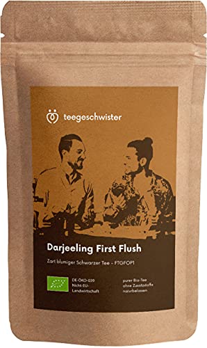 teegeschwister® | BIO Schwarzer Tee Darjeeling First Flush SFTGFOP | loser premium Schwarztee aus dem Himalaya | ganze Blätter | ohne zugesetzte Aromastoffe | 90g von teegeschwister