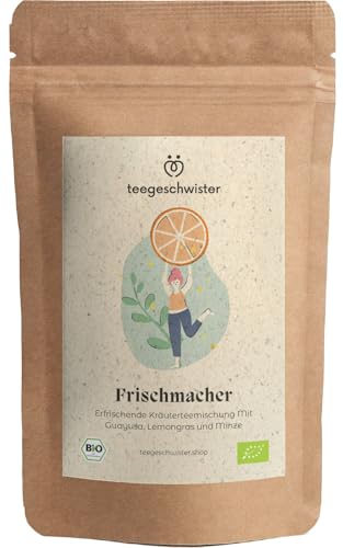 teegeschwister® | Frischmacher Bio-Tee | Natürlicher Guayusa-Tee mit Lemongras & Orangenschalen | Perfekte Kaffeealternative mit natürlichem Koffein | naturbelassen | 80g von teegeschwister