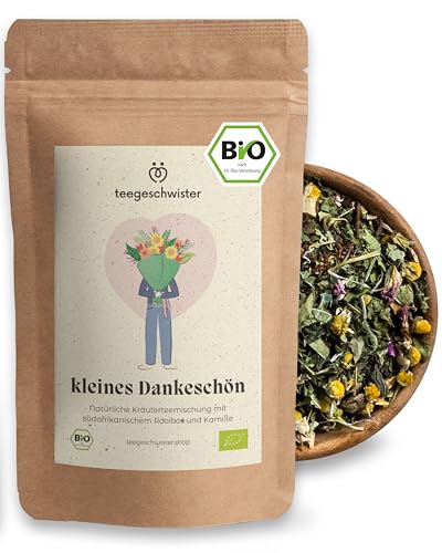 teegeschwister® | Kleines Dankeschön Bio-Tee | Hochwertiger Kräutertee mit Rooibos, Kamille & Pfefferminze | Perfektes Danke-Geschenk | naturbelassen | 80g von teegeschwister