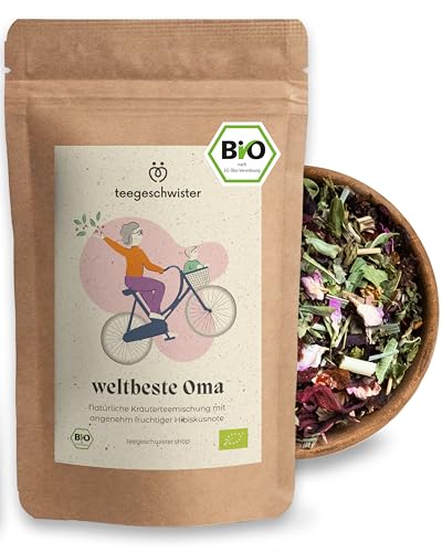 teegeschwister® | Weltbeste Oma Bio-Tee | Natürlicher Kräutertee mit Hibiskus | 100% natürliche Zutaten | Geschenkidee für Oma | 75g von teegeschwister