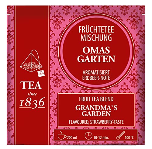 2 X teemando® Früchteteemischung Oma´s Garten Erdbeer-Note aromatisiert 50 Pyramidenbeutel im Sachet à 4 g = 2 X 50 Beutel von teemando