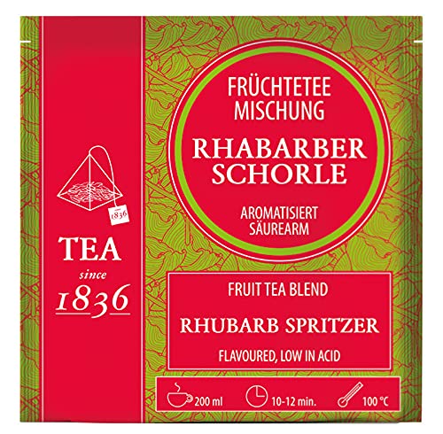 2 X teemando® Früchteteemischung Rhabarberschorle Rhabarber-Note aromatisiert 50 Pyramidenbeutel im Sachet à 4 g = 2 X 50 Beutel von teemando