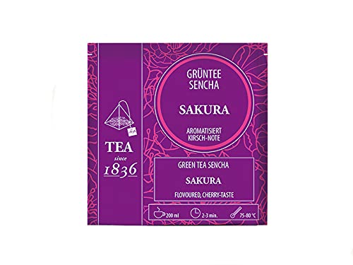2 X teemando® Grüntee Sencha Sakura Kirsch-Note aromatisiert 50 Pyramidenbeutel im Sachet à 3 g = 2 X 50 Beutel von teemando