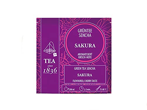 2 X teemando® Grüntee Sencha Sakura Kirsch-Note aromatisiert 50 Pyramidenbeutel im Sachet à 3 g = 2 X 50 Beutel von Teemando