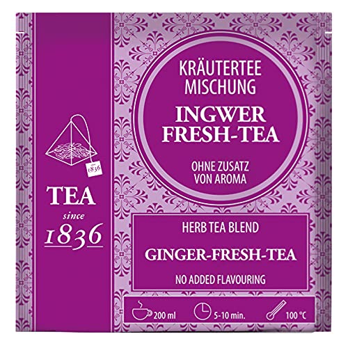 2 X teemando® Kräuterteemischung Ingwer-Fresh-Tee ohne Zusatz von Aroma 50 Pyramidenbeutel im Sachet à 2 g = 2 X 50 Beutel von Teemando