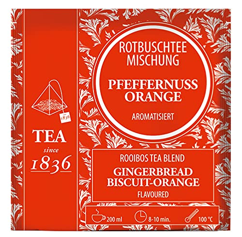 2 X teemando® Rotbuschteemischung Pfeffernuss-Orange aromatisiert 50 Pyramidenbeutel im Sachet à 3,5 g = 2X50 Beutel von teemando