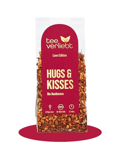 teeverliebt - Hugs & Kisses BIO Rooibostee mit Vanille 100g lose | Love Edition | leckere Bio Rooibostee-Mischung ideal als Geschenk und für Muttertag von teeverliebt