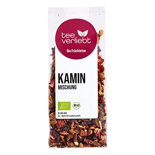 teeverliebt - Loser Früchtetee Kaminmischung 100 g I Früchtetee lose I weihnachtlich duftende Tee-Mischung mit winterlichen Früchten I Früchtetee Bio lose 100g von teeverliebt