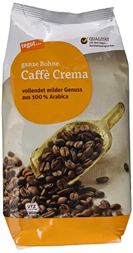 tegut... Café Crema ganze Bohne, Arabica Kaffee, 1 x 1kg tegut... Café Crema ganze Bohne, Arabica Kaffee, 1 x 1kg von tegut…