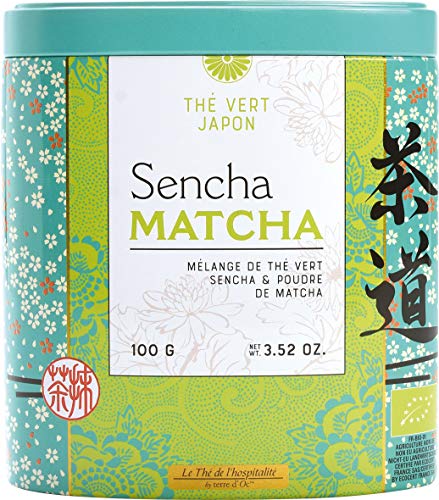 Terre d'Oc - Grüner Bio Sencha Tee mit Matcha (Thé vert Sencha Matcha) in dekorativer Metalldose 100 g von terre d'Oc