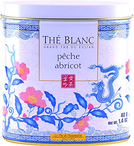 Terre d'Oc - Weißer Bio Bai Mu Dan Tee mit Aromen von Pfirsich und Aprikose (Thé blanc pêche abricot) in dekorativer Metalldose 40 g von terre d'Oc