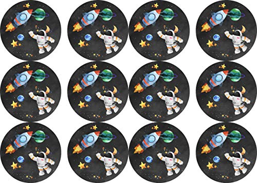 Essbare Muffinaufleger Astronaut // Muffindekoration Weltall Rakete Planeten // 12 Stück von tolle-tortenaufleger