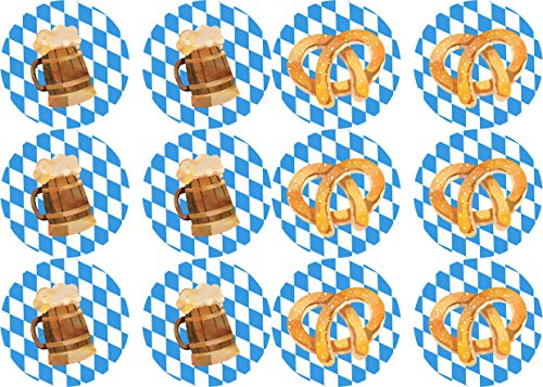 Essbare Muffinaufleger Oktoberfest // 12 Stück fertig ausgestanzt // Brezen und Bier von tolle-tortenaufleger