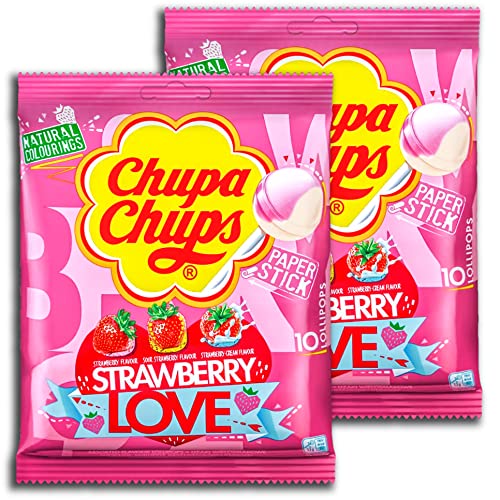2 er Pack Chupa Chups Strawberry Love 2 x 10er (2 x 120g Beutel) von topDeal