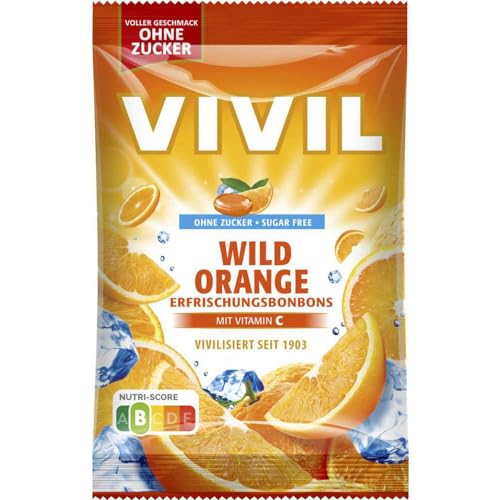 2 er Pack Vivil Erfrischungsbonbons Wild Orange ohne Zucker 2 x 120 g von topDeal