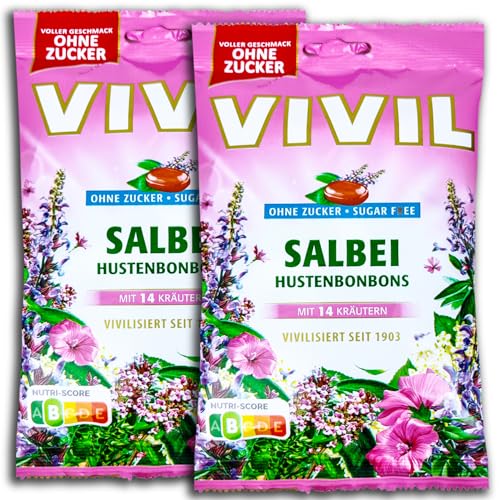 2 er Pack Vivil Hustenbonbons Salbei ohne Zucker 2 x 120g von topDeal