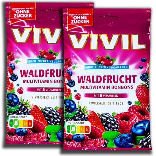 2 er Pack Vivil Multivitamin Bonbons Waldfrucht ohne Zucker 2 x 120 g von topDeal