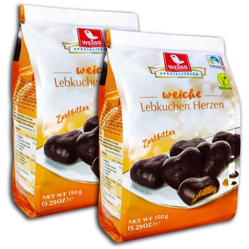 2 er Pack Weiss Lebkuchen Herzen Zartbitter 2 x 150 g von topDeal