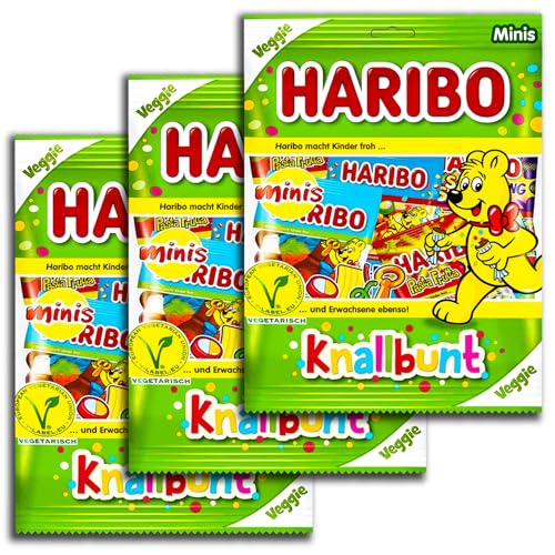 3 er Pack Haribo Knallbunt Minis veggie 3 x 230g von topDeal