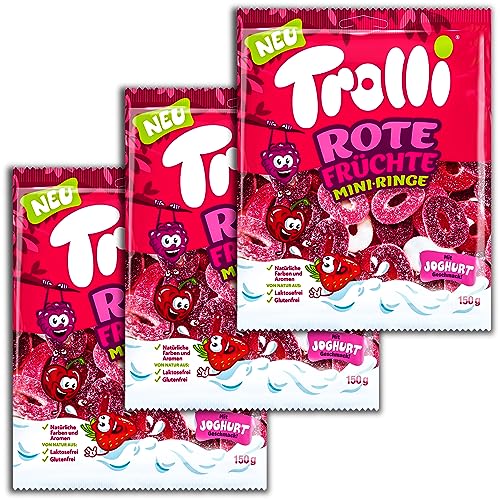 3 er Pack Trolli Rote Früchte Mini-Ringe 3x 150g von FOXCUP