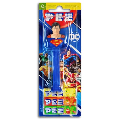 PEZ Spender DC Heroes Superman mit 2 Päckchen fruchtigen Bonbons17 g von topdeal