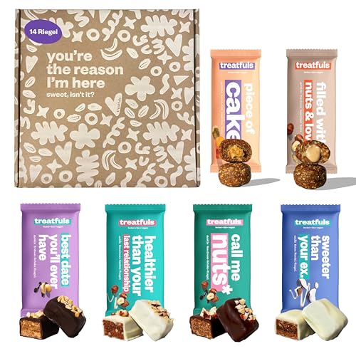 treatfuls "all-in" Probierpaket 14 Riegel & Bälle - aus Datteln und Nüsse - vegan - 100% natürliche Zutaten - glutenfrei & sojafrei - vegane Süßigkeiten treatfuls "all-in" Probierpaket 14 Riegel & Bälle - aus Datteln und Nüsse - vegan - 100% natürliche Zutaten - glutenfrei & sojafrei - vegane Süßigkeiten von treatfuls