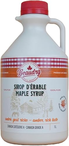 Ahornsirup im 1-Liter-Krug – Bernstein – Direktproduzent – ​​100% rein aus Kanada – Maple Treasures – Authentisch und 100% natürlich – Perfekt für Pfannkuchen und Desserts von trésors d'érable