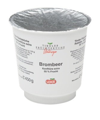 Uwe Konfitüre Bar F55% 450g, Brombeer - 6 x 450g Uwe Konfitüre Bar F55% 450g, Brombeer - 6 x 450g von u&we