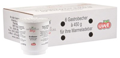 Uwe Konfitüre Bar F55% 450g, Erdbeer - 6 x 450g Uwe Konfitüre Bar F55% 450g, Erdbeer - 6 x 450g von u&we