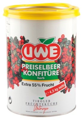 Uwe Preiselbeerkonfitüre F55% 4,5kg von u&we