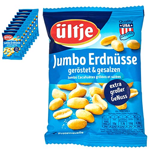 ültje - 10er Pack Jumbo Erdnüsse geröstet und gesalzen in 200 g Packung - Gesalzene Erdnusskerne extra großer Genuss ültje - 10er Pack Jumbo Erdnüsse geröstet und gesalzen in 200 g Packung - Gesalzene Erdnusskerne extra großer Genuss von ültje