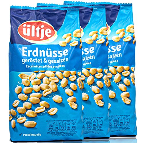 ültje - 3er Pack Erdnüsse geröstet und gesalzen in 900 g Packung - Erdnusskerne in Großpackung von ültje
