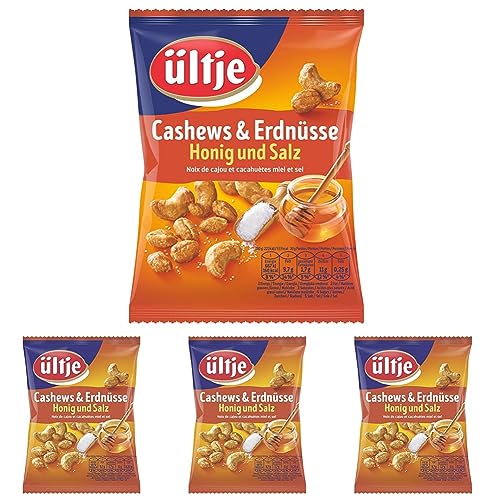 ültje Cashews & Erdnüsse, Honig und Salz (1 x 200 g) (Packung mit 4) von ültje