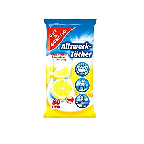 Feuchte Reinigungstücher in Spenderverpackung 400 Stück - 5er Pack (Inhalt 5 x 80 Stück) - Mit frischem Zitronenduft von unbekkant