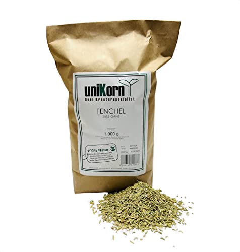 uniKorn - Fenchel süß 1.000g - 100% Natur - ohne Konservierungsstoffe - bestens für Fenchel-Tee oder als Backzutat von unikorn