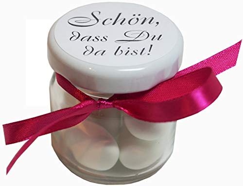 Gastgeschenke Mandeln im Glas Hochzeit Taufe Kommunion Konfirmation GG0081 in verschiedenen Farben (pink) von Unser schönster Tag