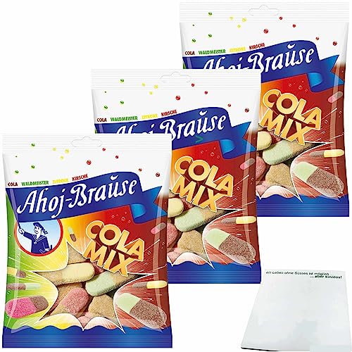 Ahoj Brause Cola Mix Kaubonbon ein buntes Naschvergnügen 3er Pack (3x150g Packung) + usy Block von usy