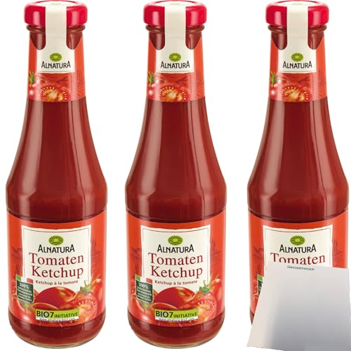 Alnatura Bio Tomaten Ketchup fruchtig-aromatisch vegan 3er Pack (3x500ml Flasche) + usy Block von usy