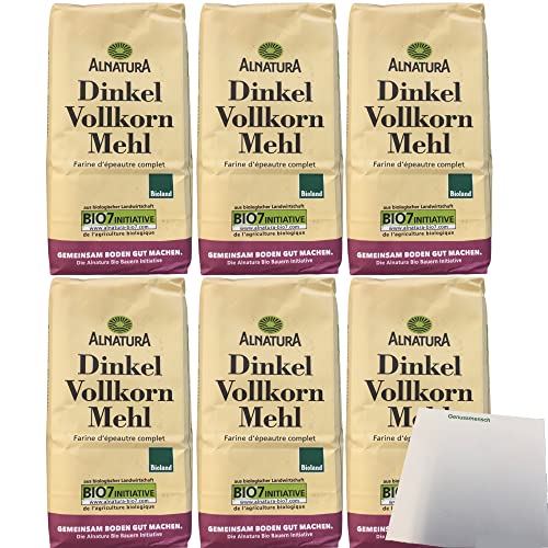 Alnatura Dinkel Volkorn Mehl 6er Pack (6x1kg Packung) + usy Block von usy