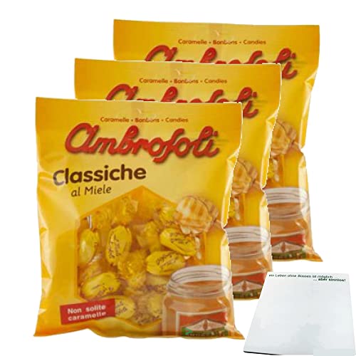Ambrofoli - Classiche al Miele - Honigbonbons 3er Pack (3x135g Packung) + usy Block von usy