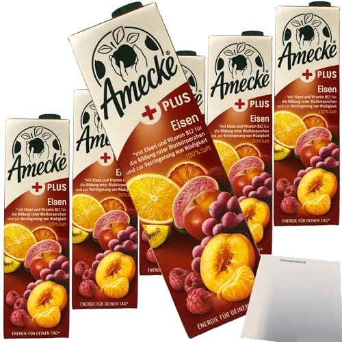 Amecke Mehrfruchtsaft 100% Saft + Eisen 6er Pack (6x1 Liter Packung) + usy Block von usy