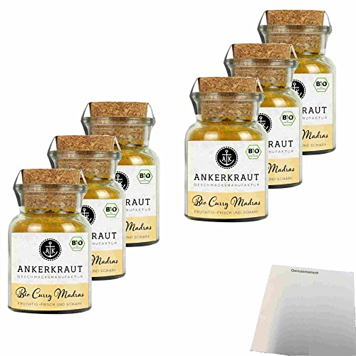 Ankerkraut Bio Curry Madras 6er Pack (6x70g Glas) + usy Block von usy